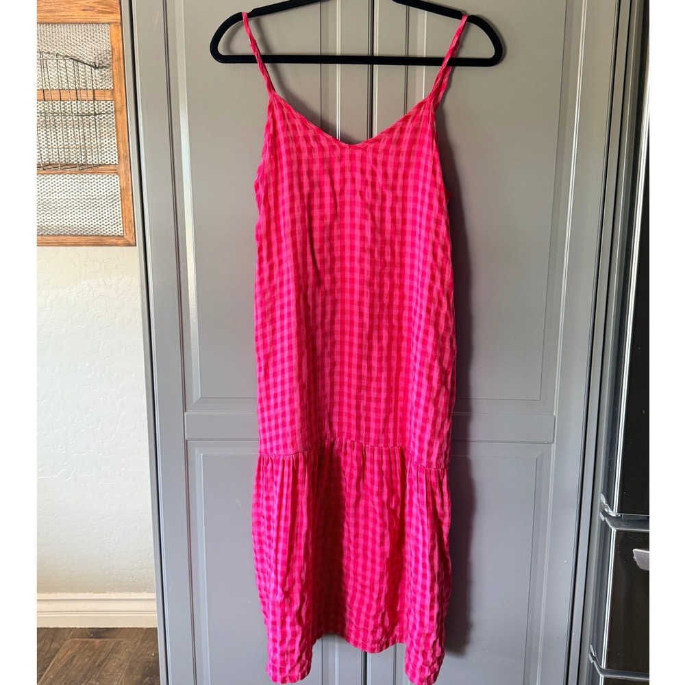 Things Between Womens Pink Gingham Checkered Tiered Midi Sun Dress,XS